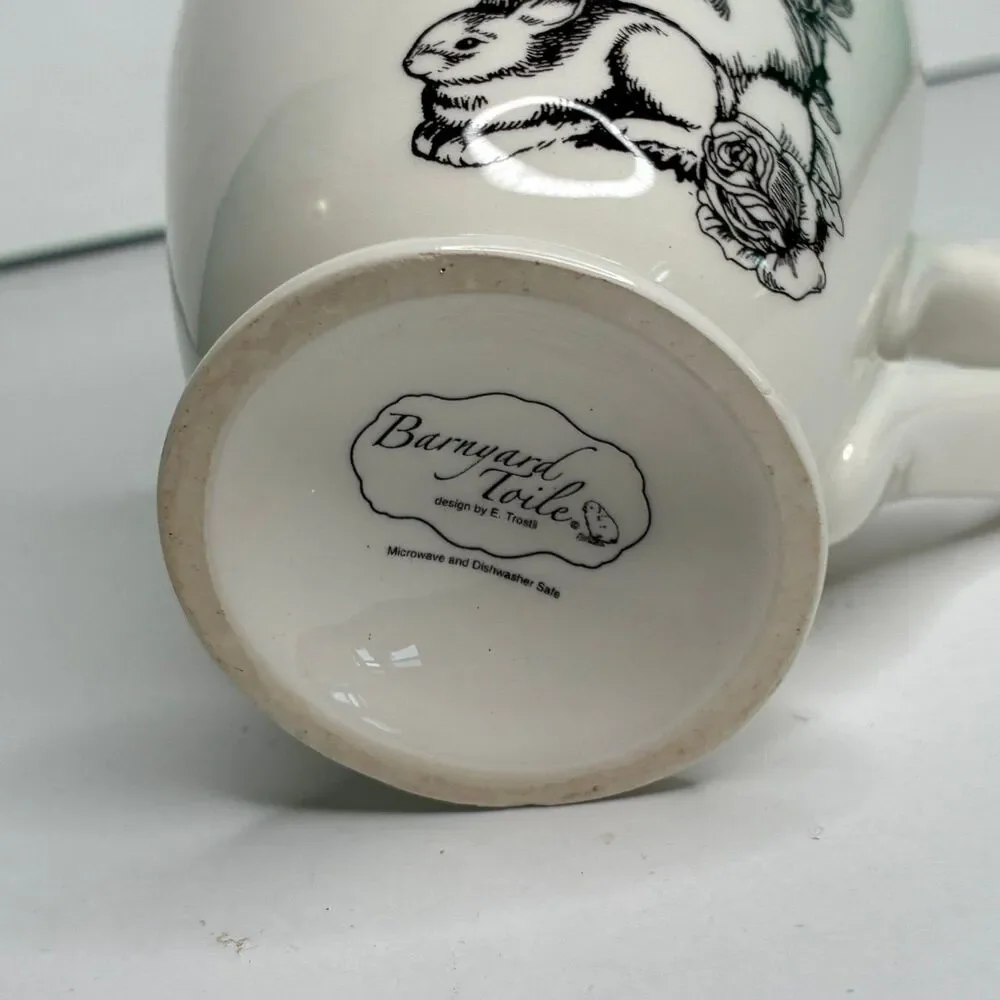 Barnyard Toile Rabbit Footed Coffee Mug Cup Andrea by Sadek Trostli Retired
